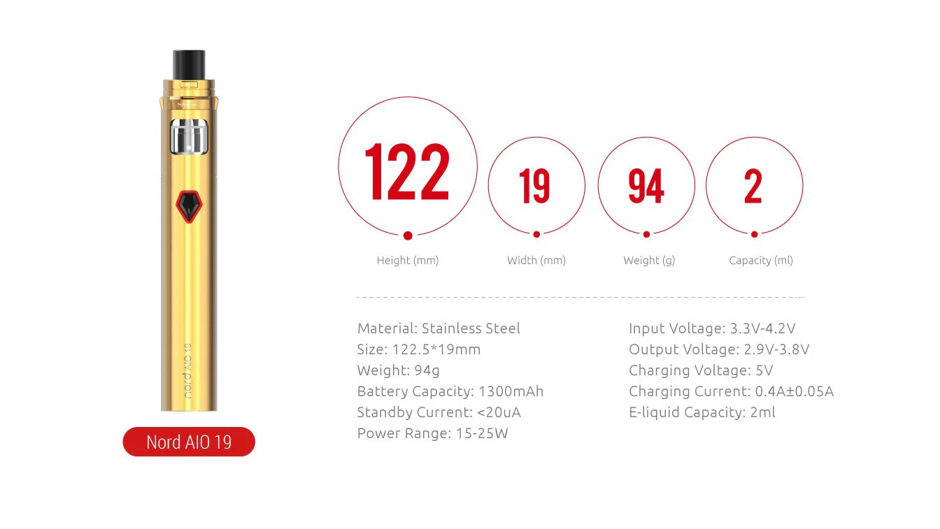 SMOK Nord AIO 19 Starterset - 1300mAh & 2ml - Image 9